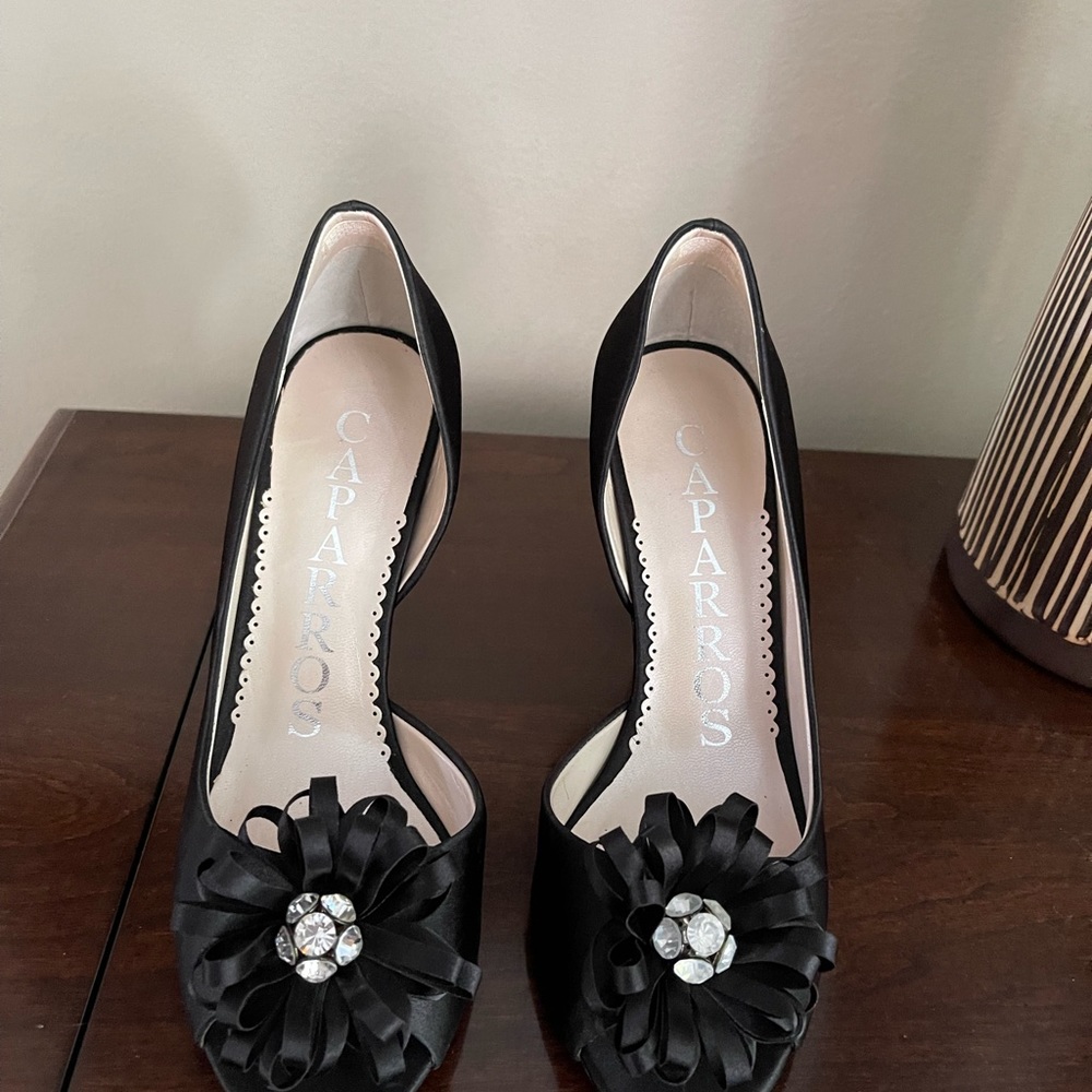 Caparros Cherish black satin formal heels Size 7